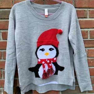 𝅺3D Penguin Stripe Sweater